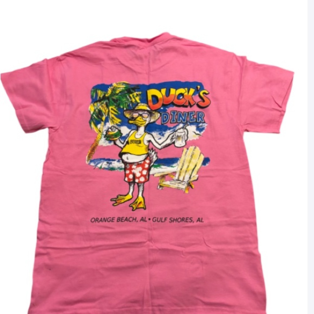 Gildan Pink Short Sleeve Tee Duck’s Diner size Medium NWT. - Picture 2 of 2